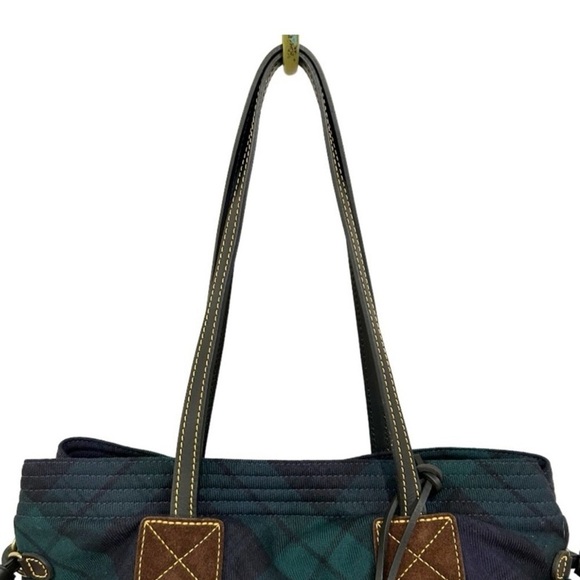EUC!  Dooney & Bourke Women's Tartan Victoria Tote Bag Green/Blue Plaid - Picture 3 of 15